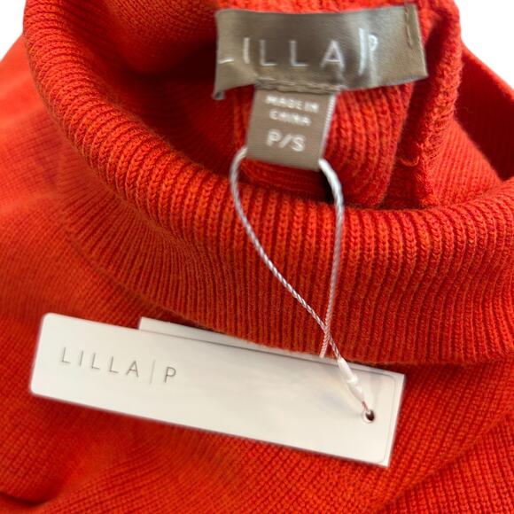 Lilla P NWT Orange Turtleneck Boxy Sleeveless Sweater Womens Size Small NEW - Picture 5 of 6